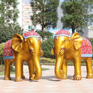雕塑藝術品廠家泰式花紋六牙大象