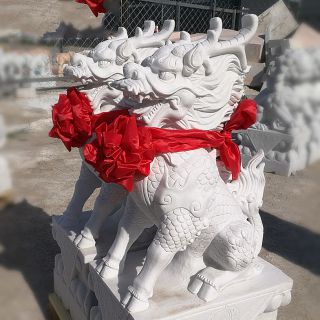 雕塑制作工廠漢白玉神獸麒麟石雕