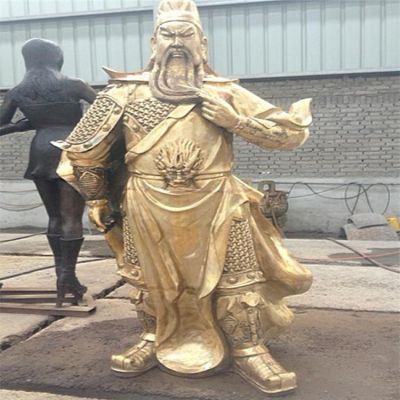 黃銅噴金烤漆大型關公雕塑
