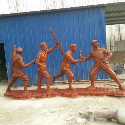 戰斗園林校園雕塑人物仿銅紀念解放軍雕塑