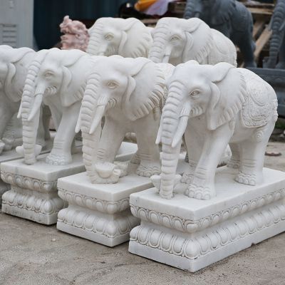 寺廟庭院漢白玉石雕大象雕塑