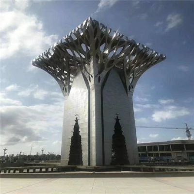 大型創意不銹鋼樹枝抽象精神堡壘城市園林雕塑