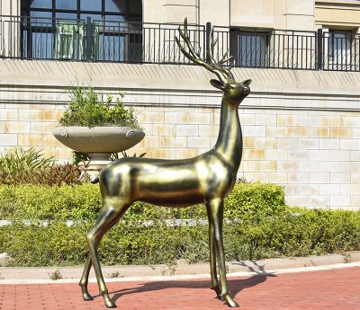公園不銹鋼仿銅鏡面鹿雕塑