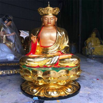 宗教寺廟供奉佛像景觀鑄銅噴金彩繪地藏王