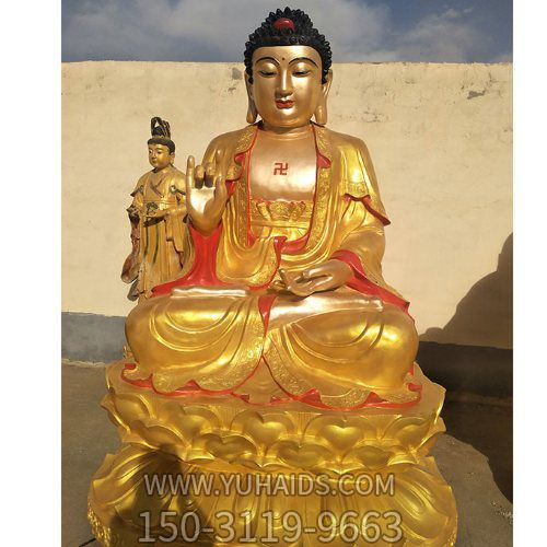 如來佛祖景觀玻璃鋼貼金彩繪寺廟宗教供奉佛像雕塑