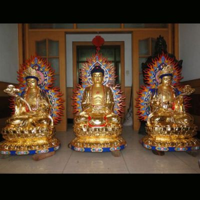 寺廟宗教玻璃鋼噴金烤漆神佛雕塑