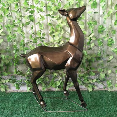 銅雕鍛造抽象動物景觀鹿雕塑