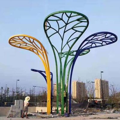 不銹鋼鏤空戶外園林景觀植物雕塑擺件