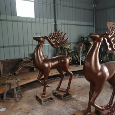 玻璃鋼仿銅 抽象動物鹿雕塑