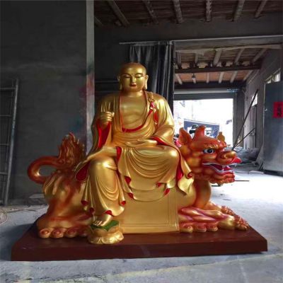 寺廟不銹鋼噴金鎏金大型佛像地藏王雕塑
