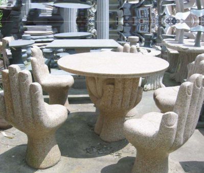 公園景觀大理石手掌造型桌椅石雕