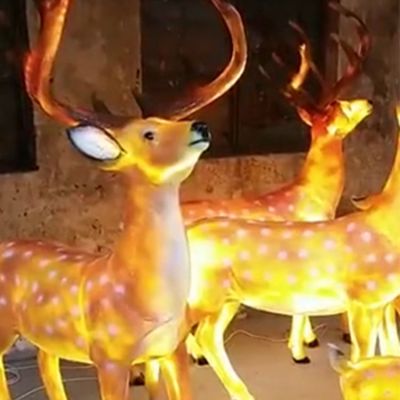 玻璃鋼燈光梅花鹿雕塑 城市街道擺放亮化動物小品