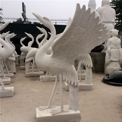 漢白玉石雕大型戶外景觀鶴雕塑