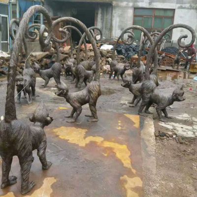 生肖猴園林動物黃銅雕塑擺件