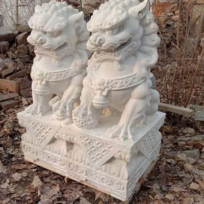 園林漢白玉石雕浮雕仿真戶外景觀獅子雕塑