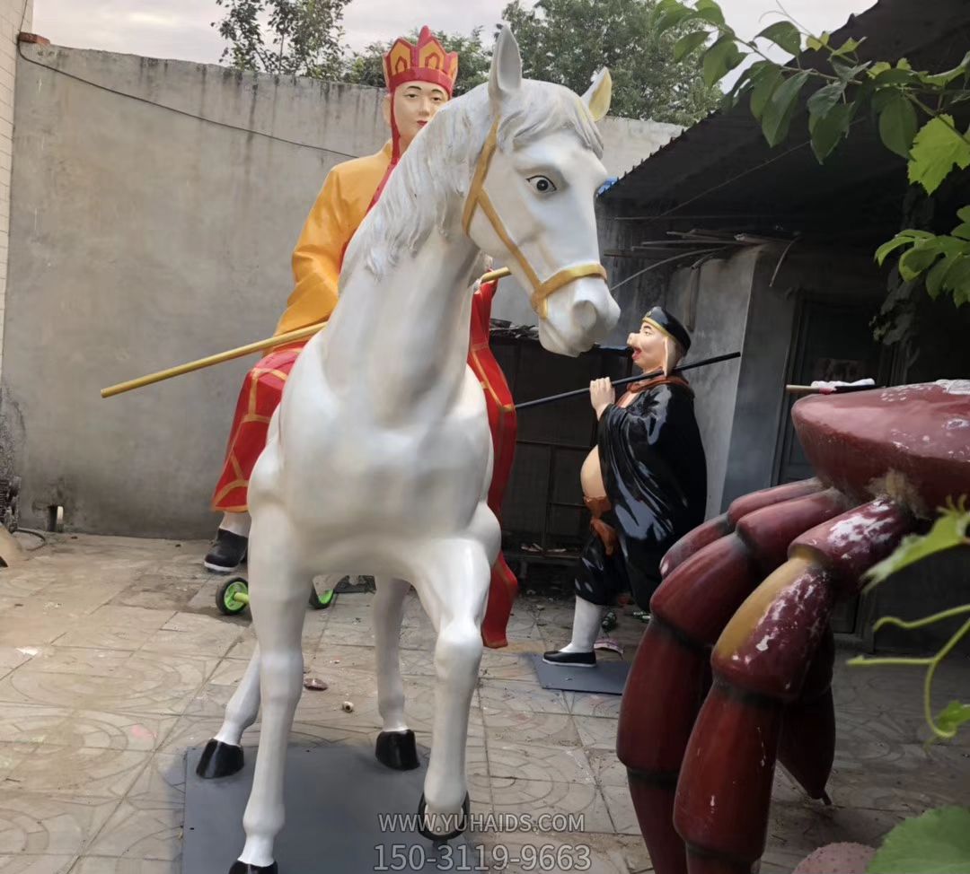 園林玻璃鋼唐僧騎馬取經人物雕塑