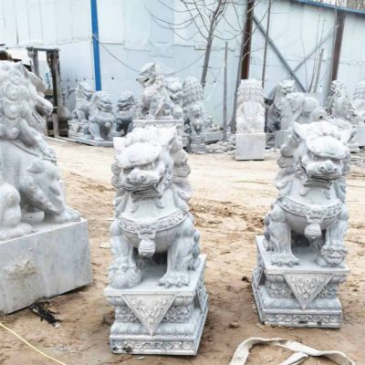 大理石石雕公園企業門口大型獅子雕塑