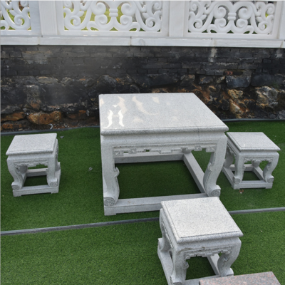 大理石石桌凳，石頭方桌，園林桌凳