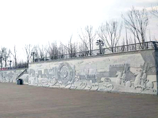 【浮雕墻】山東淄博市孝婦河濕地公園浮雕墻及木棧道項目