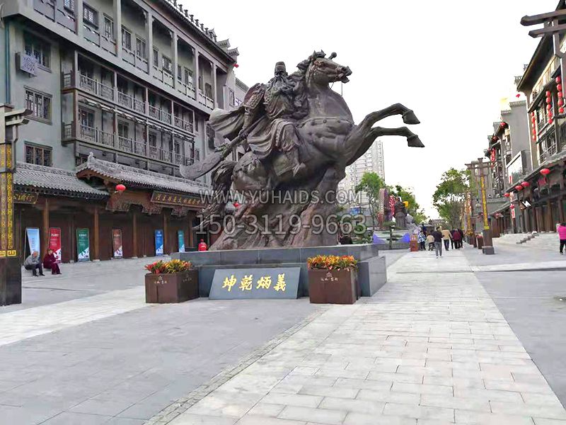 山西運城關王廟關公騎馬銅雕塑像