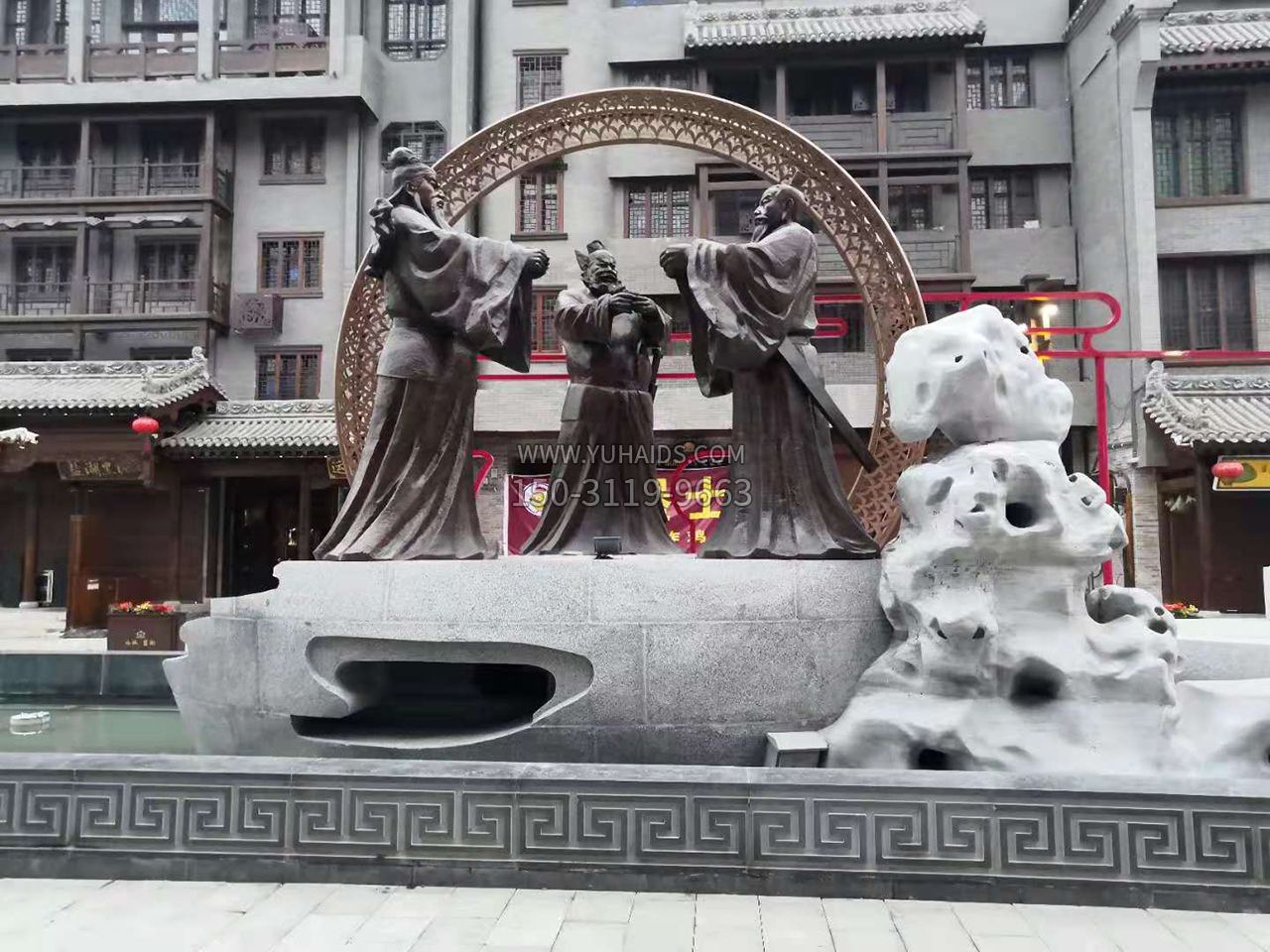山西運城盬街劉關張桃園三結義銅雕景觀雕塑